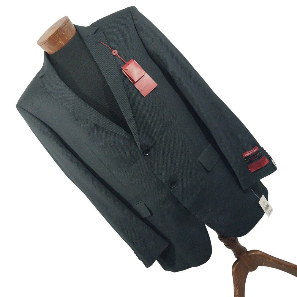 NWT@$239! BOCCACIO UOMO! BLACK W/FINE GRAY PINSTRIPES BLAZER, JACKET! SZ 42R